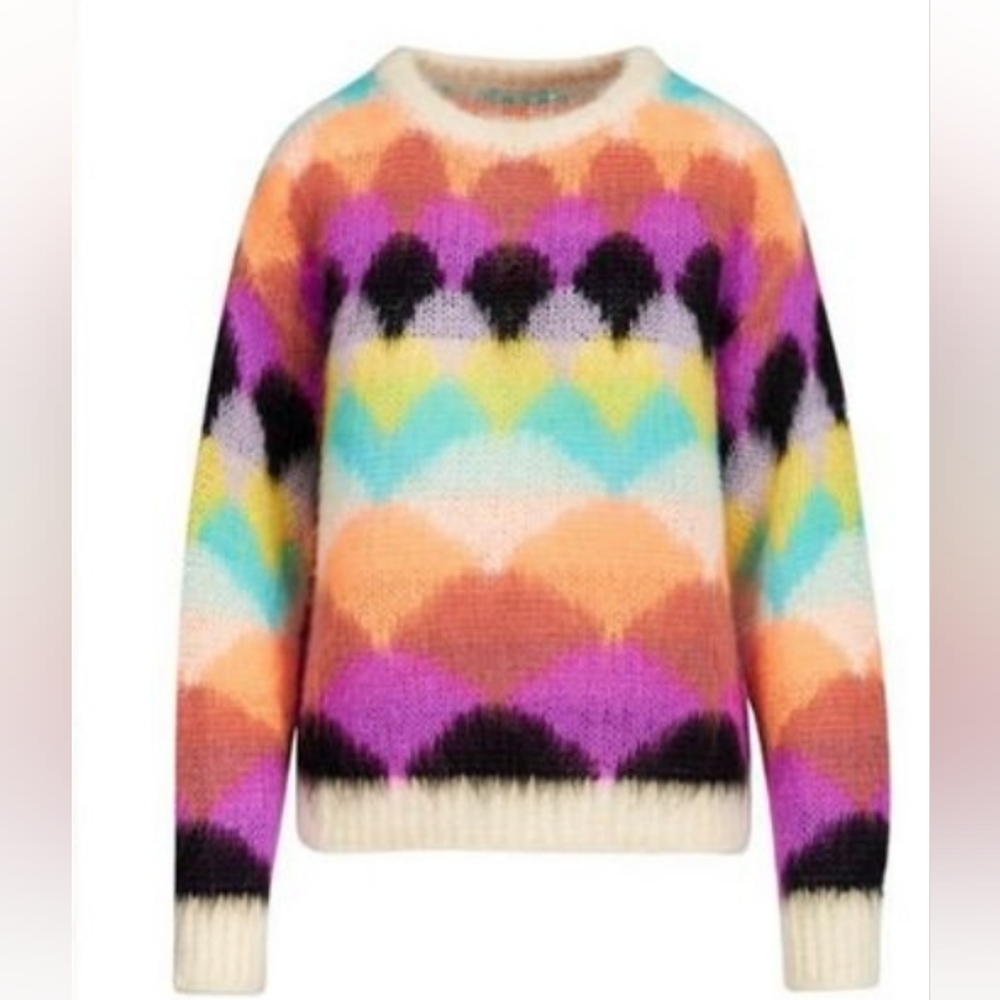 Colorful Patterned Crew Neck Sweater - Picture 2 of 9